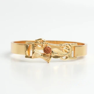 Gold Plated Rudraksha Damroo Kada