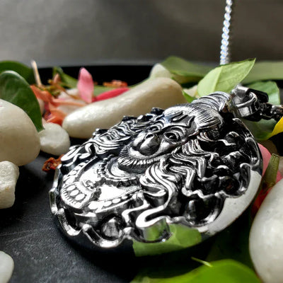 Hanuman Ji Pendant Oxodaised Silver Chain