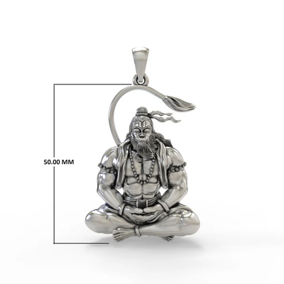 LORD HANUMAN PENDENT 92.5% STEARLING SILVER